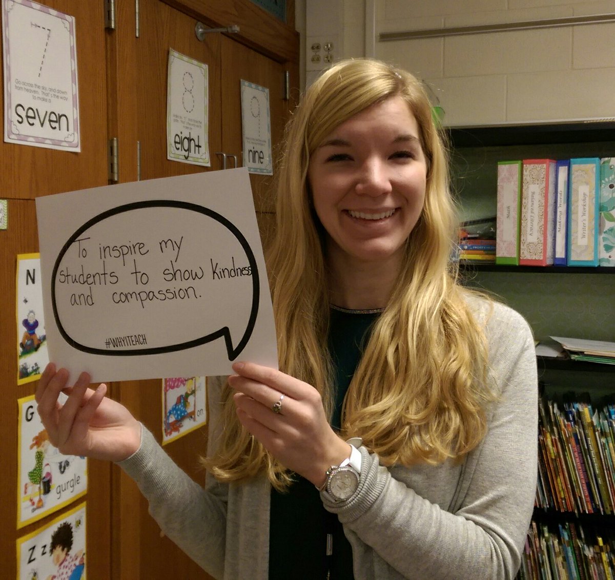 JacobaMead's tweet image. Kathy Jasperse Young Fives Teacher at Dawson! We need more kindness and compassion right now!! #chataps #WhyITeach