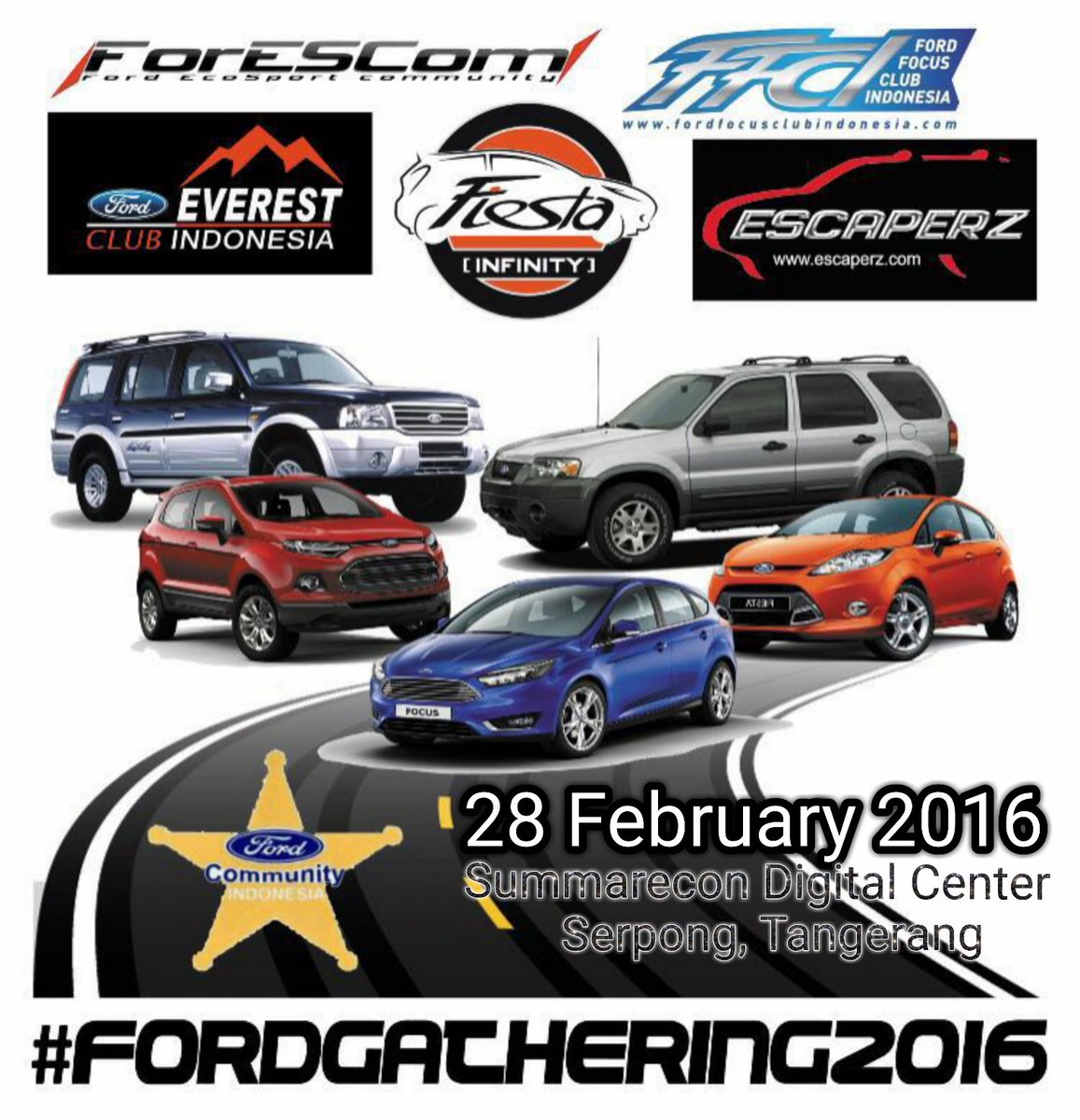 FordFocusClubIn's tweet image. Kopdar "Ford Gathering" yang akan dihadiri dari lebih 200 mobil lintas komunitas:
Tgl 28 Feb 16
Jam 09.00 - 13.00
