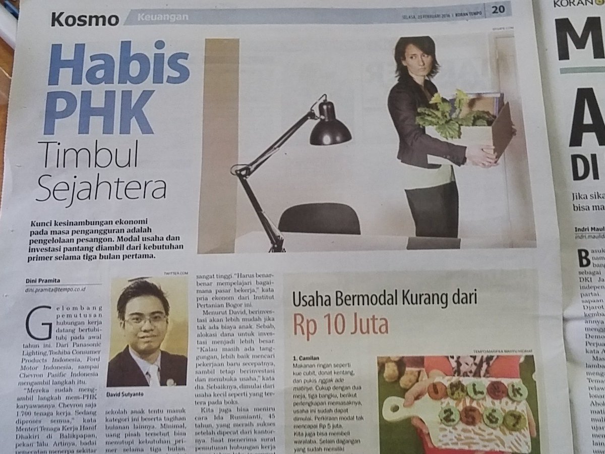 Habis PHK Timbul Sejahtera..  Dapat di baca di Koran Tempo <a href="/korantempo/">Koran Tempo</a> edisi hari ini..