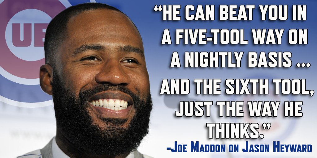 MLB's tweet image. .@CubsJoeMadd thinks his club has a 6-tool player in new star @JasonHeyward:  atmlb.com/1QyLdtg