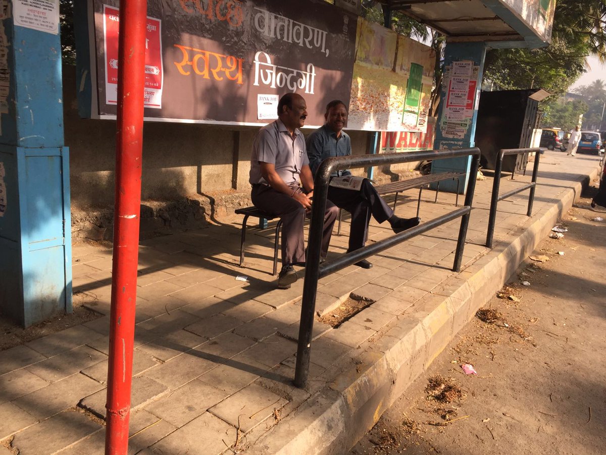 NMMT_bus_day's tweet photo. Even honourable additional commissioner of NMMC waiting at Bus Stop #NMMTBusDay #ChabiChodo movement in progress https://t.co/P8FPhHcU8E