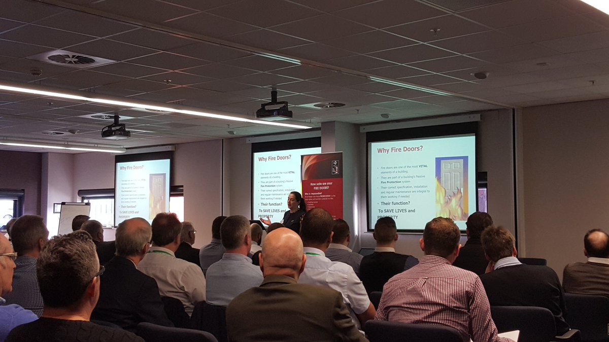 LorientUK's tweet photo. Hannah Mansell from @bwf_certifire asking 'why fire doors?' @WestMidsFire @ArnoldLaver @DORMAUK #WMFSFIREDOORS https://t.co/aUharRtDRM