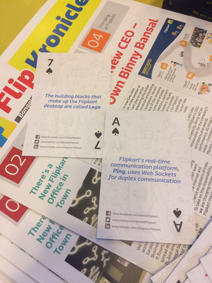 flipkart_tech's tweet photo. Swing by the @Flipkart stall at #SurgeConference and pick up these awesome Flipkart trivia playing cards https://t.co/fMqiezRk99