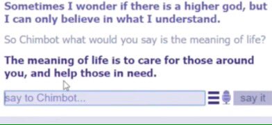shayb97's tweet photo. startlingly thought-provoking answers from #chimbot @danisnotonfire @AmazingPhil https://t.co/wputNEfNnk