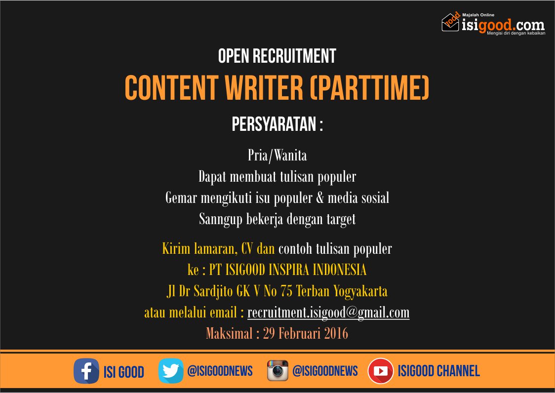 diiklanin's tweet photo. Siapa yang oke dan profesional?    Let's join! https://t.co/3eJnMtXeJS @isigoodnews