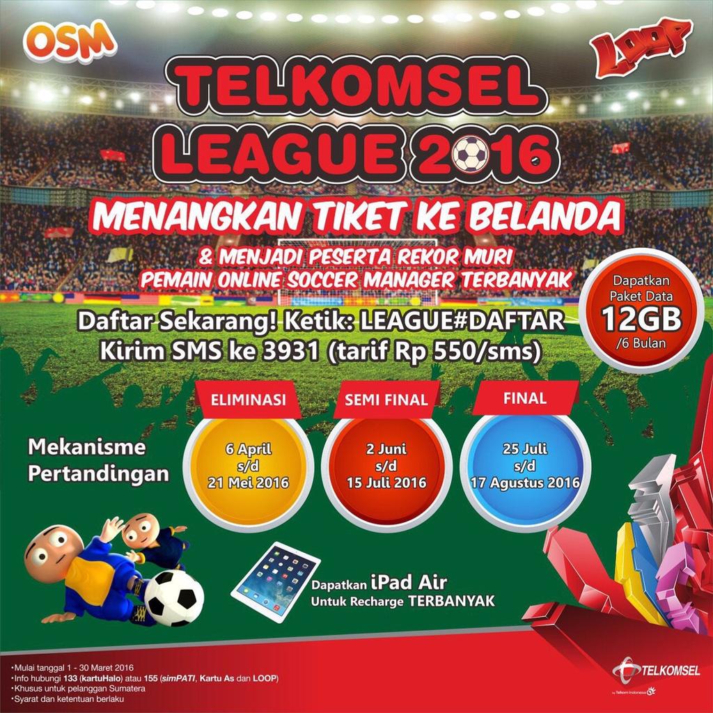 LoopBatam's tweet image. Yuk join TELKOMSEL LEAGUE 2016. Ketik SMS: League#Daftar ke 3931 mulai tgl 1  Maret sd 30 Maret 2016.
#LoopCorner1