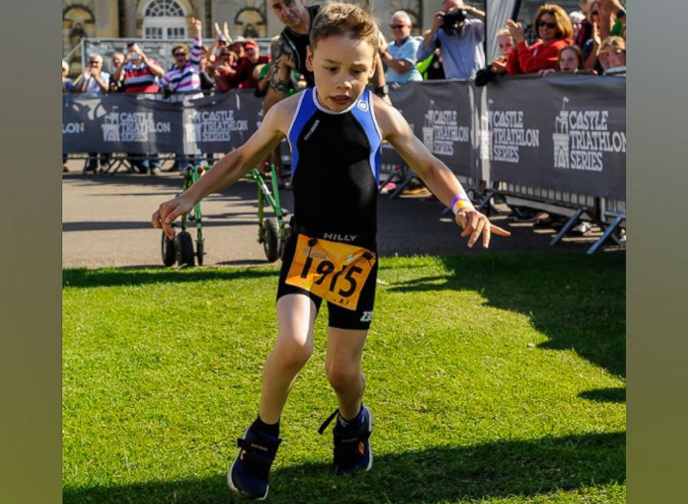 ABC's tweet photo. 9-year-old boy with cerebral palsy starts his own triathlon for kids with disabilities: https://t.co/mYnIAlCRQf https://t.co/57Bu7W0SIV