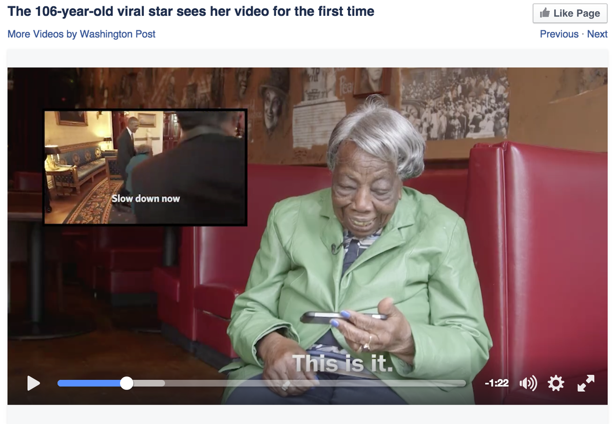 I'm on Facebook watching a video of a woman watching a video of herself.  What the fuck is life