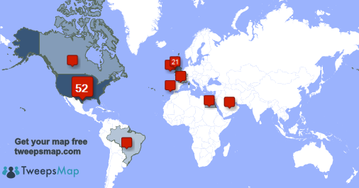 Touchofmalice's tweet image. My followers live in USA (52%), UK.(21%)... Get your free map: tweepsmap.com/!Touchofmalice