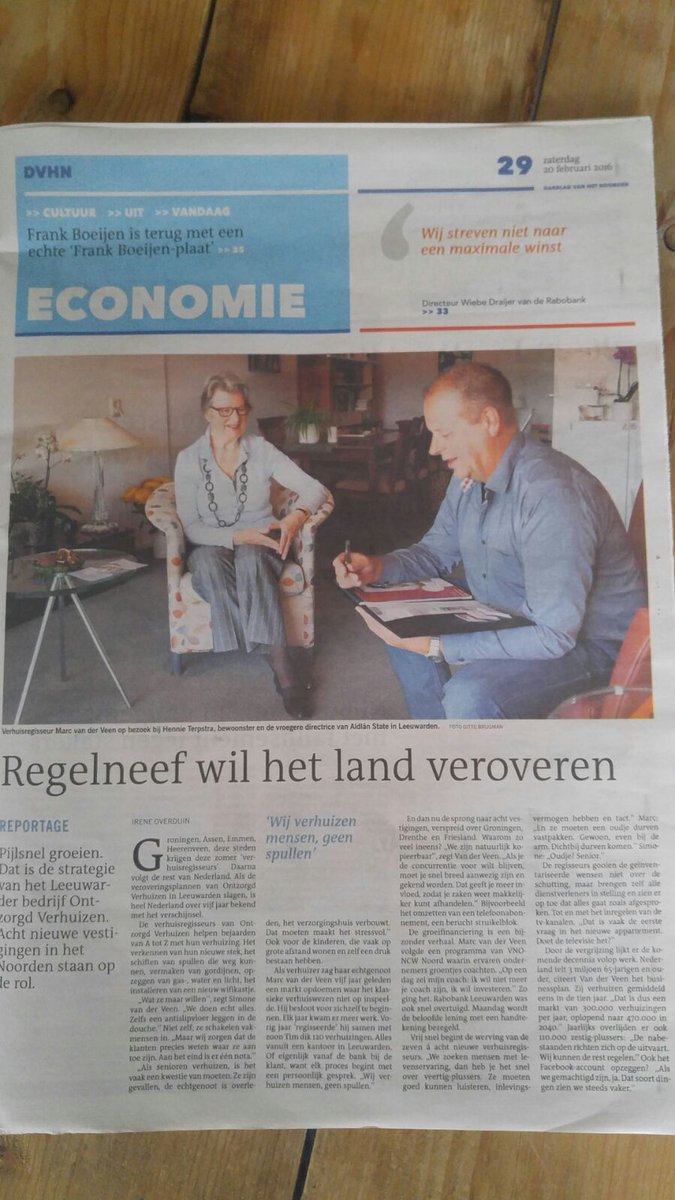 Artikel in DvhN laat zien wat ons project #OndernemerCoachtOndernemer kan betekenen voor startende ondernemers