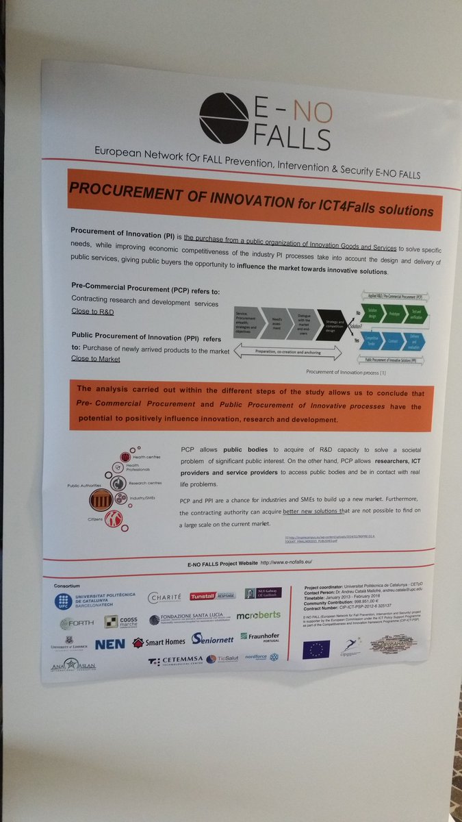 maguet_h's tweet photo. E-NOFALLS @ticsalut  poster presentation in #EUFF216 using Procurement of Innovation to boost ICT4Falls @enofalls https://t.co/p4PADQVU3O