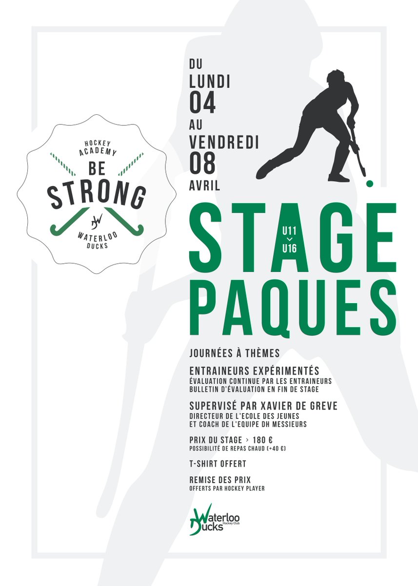 Le premier Stage de la Be Strong Hockey Academy aura lieu lors de la seconde semaine de Pâques du 4 au 8 Avril.