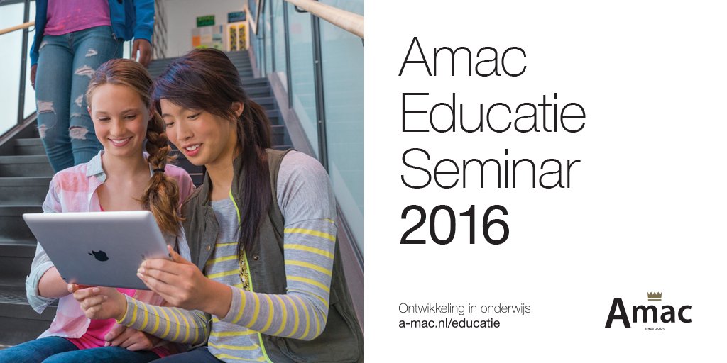 aprAmac's tweet photo. Wat doet u 7 april? Kom naar het Amac Educatie Seminar! Vol inspiratie over de reis naar digitaal onderwijs. #AES16 https://t.co/KkaNht4rL3