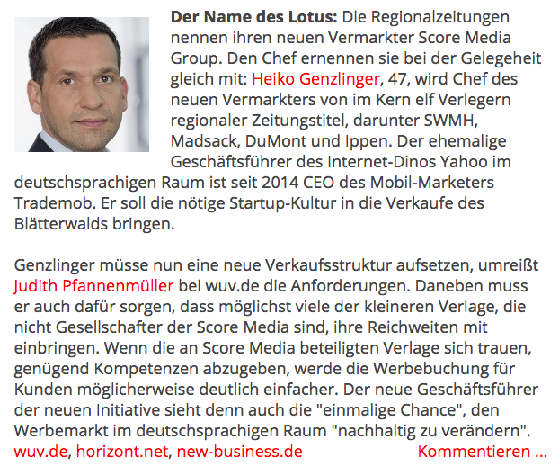 turi2's tweet photo. Projekt Lotus: Der Zeitungsvermarkter heißt Score Media, der Chef heißt Heiko Genzlinger. https://t.co/amWkeTCaFW https://t.co/gqKxPPs0v6