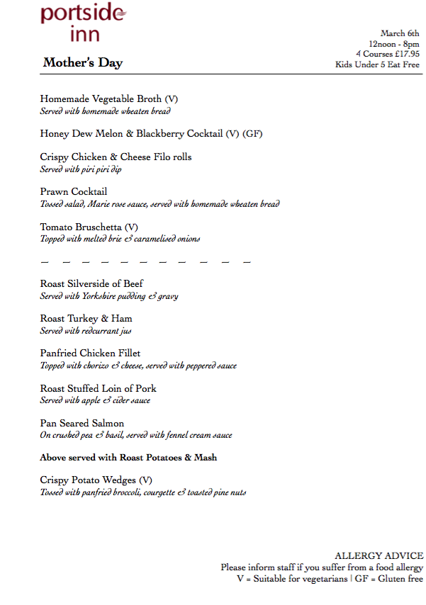 Treat Mum This Mother’s Day…
4 Coures £17.95 &amp; Gift for Mum 
Book your table today call 028 90771422 #mothersday