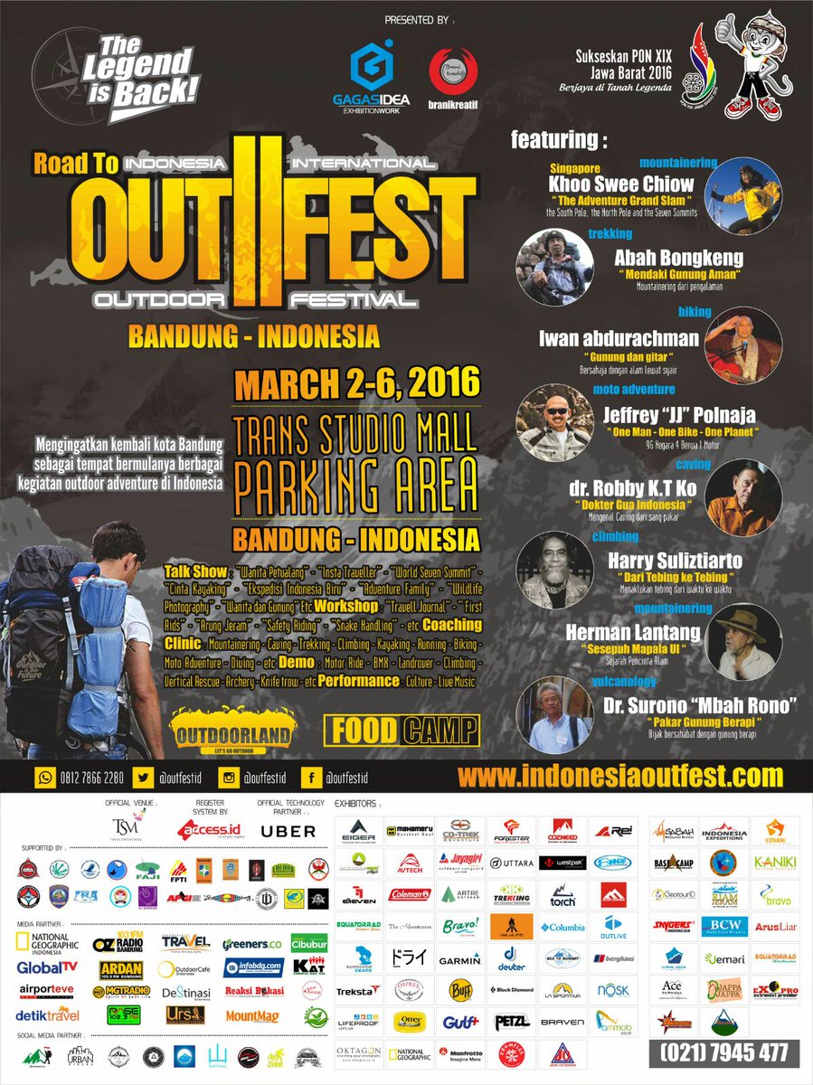 It's coming #outfest Outdoor Festival terbesar &amp; terlengkap di TSM Bdg 2-6 Maret. Ada 5000 tiket gratis! @outfestid