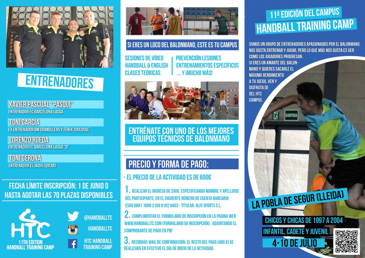 HandballTC's tweet photo. Toda la información del #HandballTC Handball Training Camp en este tríptico: https://t.co/Ij1ulGkNPd