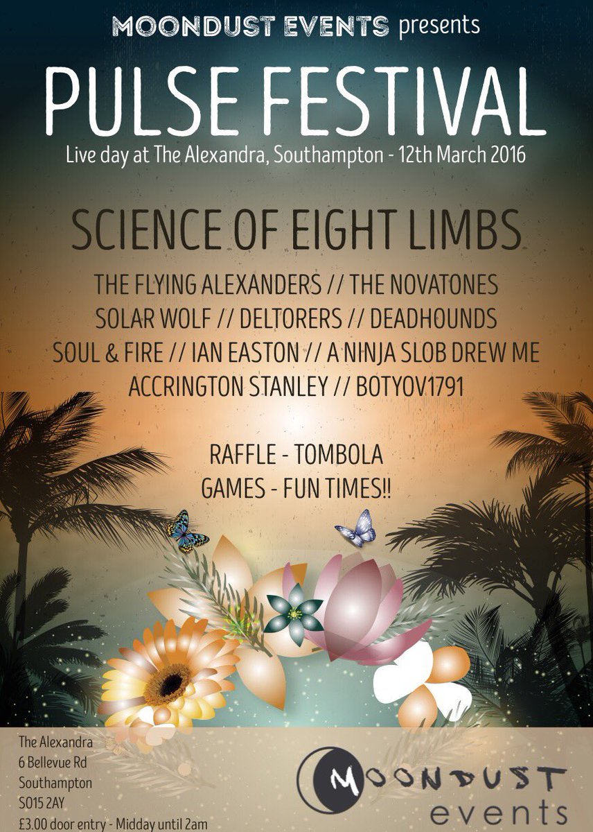pulsefestivaluk's tweet photo. Official lineup for this little shindig #pulse2016 #music #livemusic #Southampton #MoonDustEvents https://t.co/7nwDCe8khj