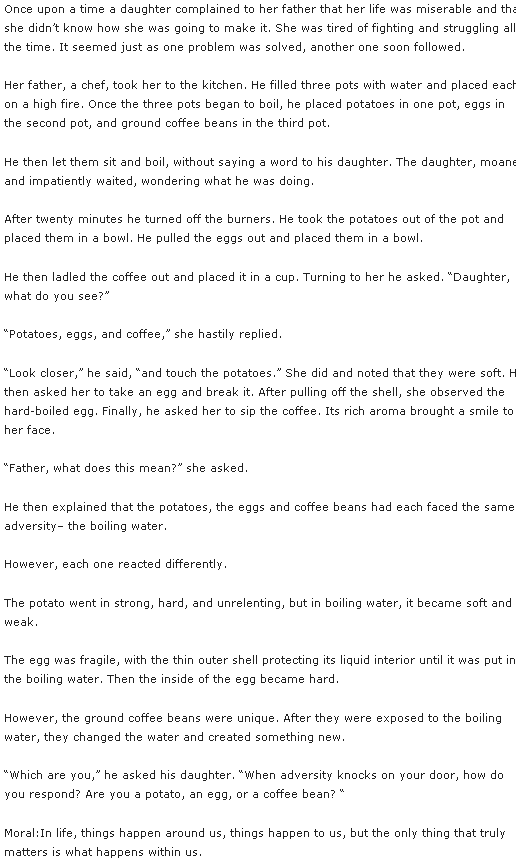tearsandcheers's tweet photo. Story #1: Potatoes, Eggs, and Coffee Beans 
Topic: Adversity &amp; You 
#motivation #inspiration #tearsandcheers https://t.co/Ew9tfgzx6u