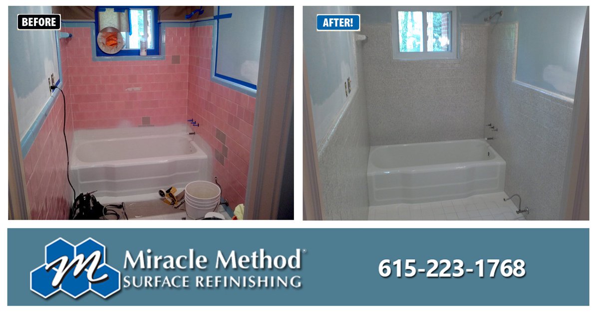 MiracleMethodTN's tweet image. Rather than ripping out all of that old tile, they were able to refinish it in place. The transformation is remarka…