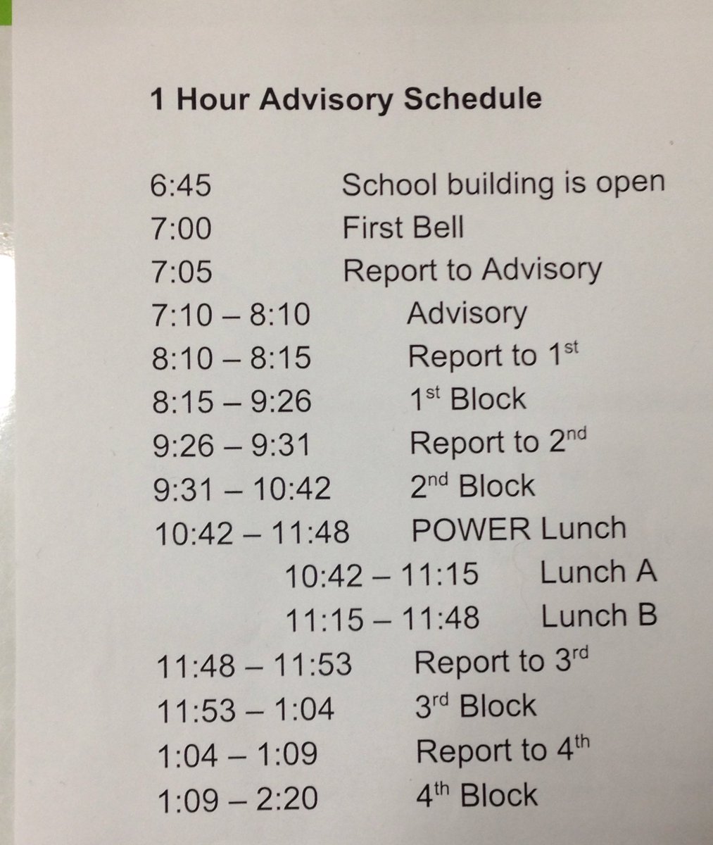 Today's schedule!