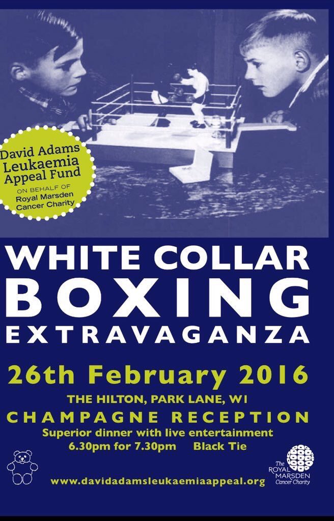 DavidAdamsFund's tweet photo. Champagne delivery to the Hilton, getting ready for a great night out on Friday! @royalmarsden #whitecollarboxing https://t.co/0N1cvuoM2F