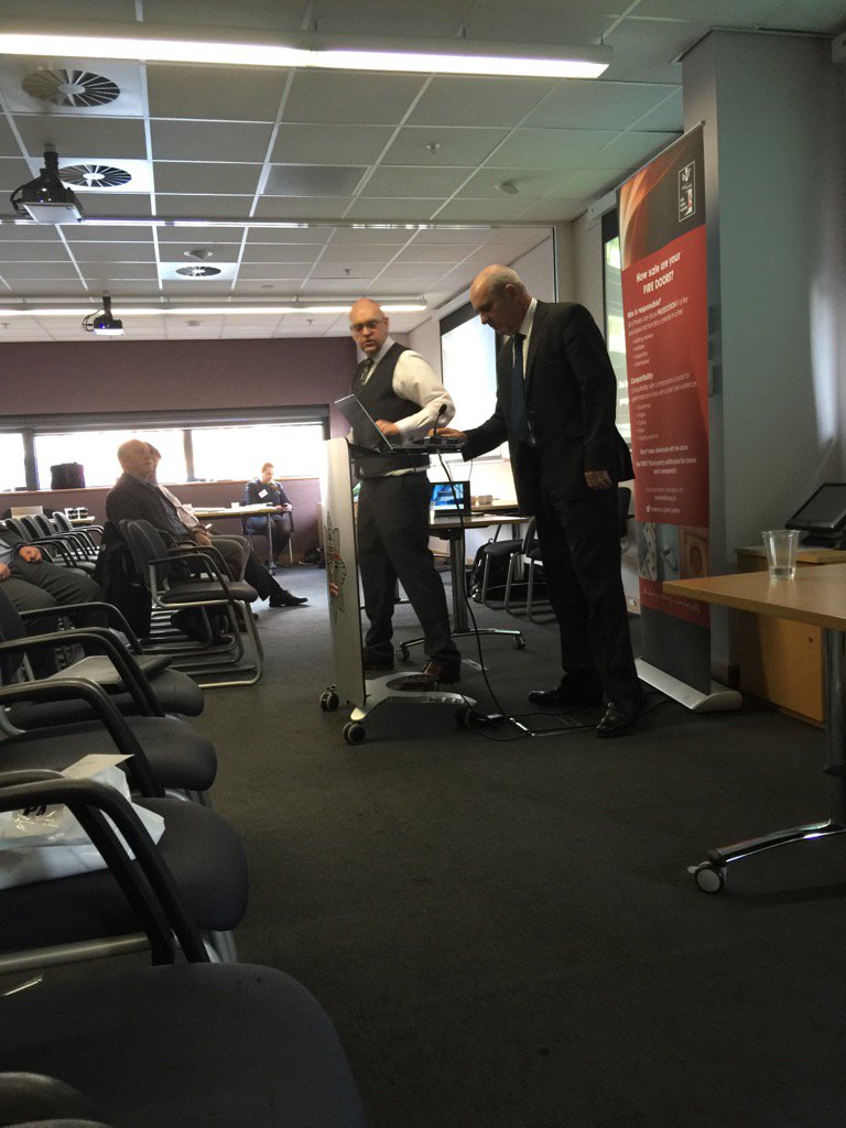 WMFSFireSafety's tweet photo. Graham From Dorma talks about fire door furniture #wmfsfiredoors #FDSafetyWeek https://t.co/LgvOjpaWmw