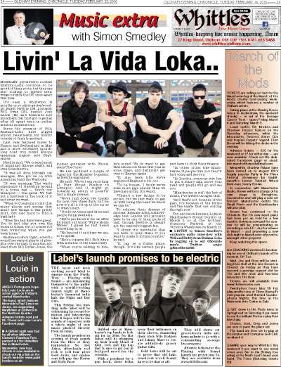 Smedders1966's tweet photo. ...I've got news in todays @OldhamChronicle from @LouieLouie_band @paintboxfires @5ftFezofficial @TheVisitorsManc https://t.co/HjdHW0ddML