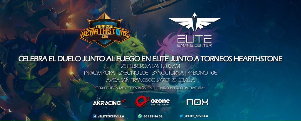 Elite_Sevilla's tweet photo. Este 28 llega a Elite no un torneo de Hearthstone normal, sino, EL TORNEO DE HEARTHSTONE!
Corre y apúntate ;) https://t.co/1IrnwKJEkp