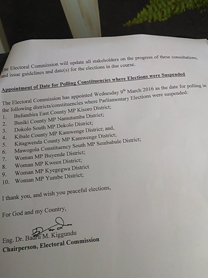 Sam Rwakoojo (@srwakoojo) on Twitter photo Kiggundu: <a href="/UgandaEc/">The Electoral Commission - Uganda</a> had a pointed 9th march as a date for polling where parliamentary elections were suspended Kiggundu: <a href="/UgandaEc/">The Electoral Commission - Uganda</a> had a pointed 9th march as a date for polling where parliamentary elections were suspended