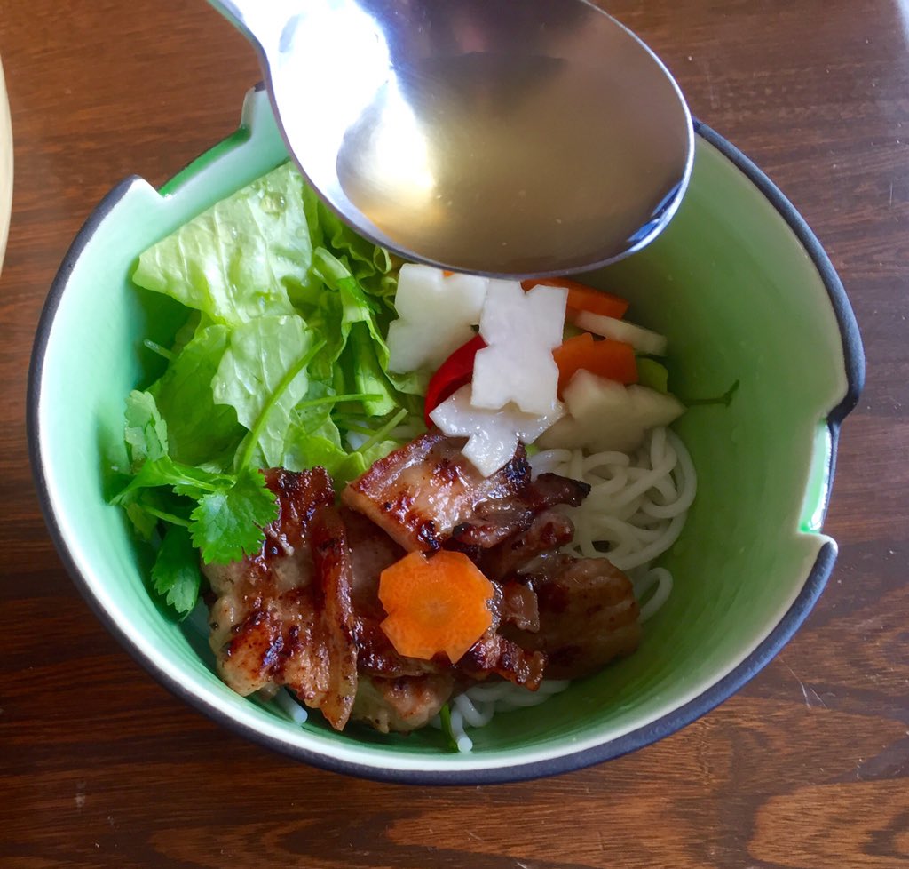 Simply yummy; Vietnamese bún thịt nướng, #popularstreetfood