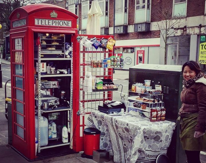 VisitBritain's tweet photo. A London phone box has been turned into a coffee shop! @TimeOutLondon https://t.co/8CKuETebOS https://t.co/Yr9p5ZjAU7