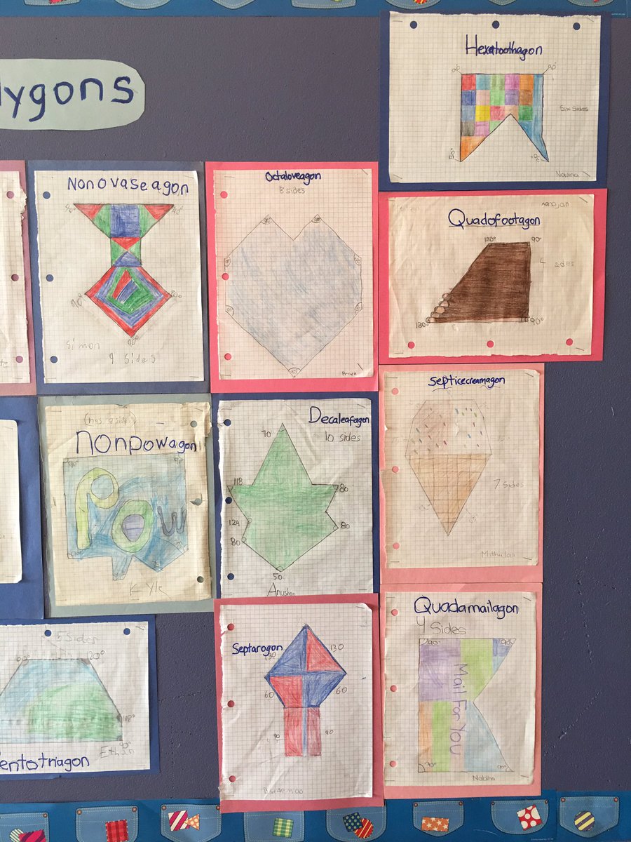 MsChumfong's tweet photo. My kids are so creative.They were told to create #irregularpolygons that look like something in real life. #geometry https://t.co/JXD3LDgOg1
