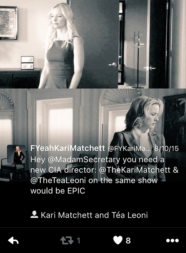 FYKariMatchett's tweet photo. Two CIA directors down in as many seasons... Hey @LoriMcCreary @TheKariMatchett makes a great DCIA 😜 @MadamSecretary https://t.co/lbbNpvylLT