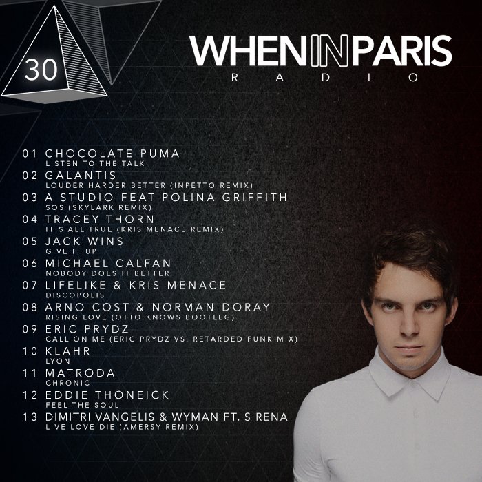 Did you listen to <a href="/WhenInParis/">When In Paris</a> 30 yet? <a href="/ChocolatePuma/">Chocolate Puma</a>, <a href="/michaelcalfan/">Michael Calfan</a>, <a href="/ericprydz/">Eric Prydz</a> &amp; more! arnoco.st/WIP30