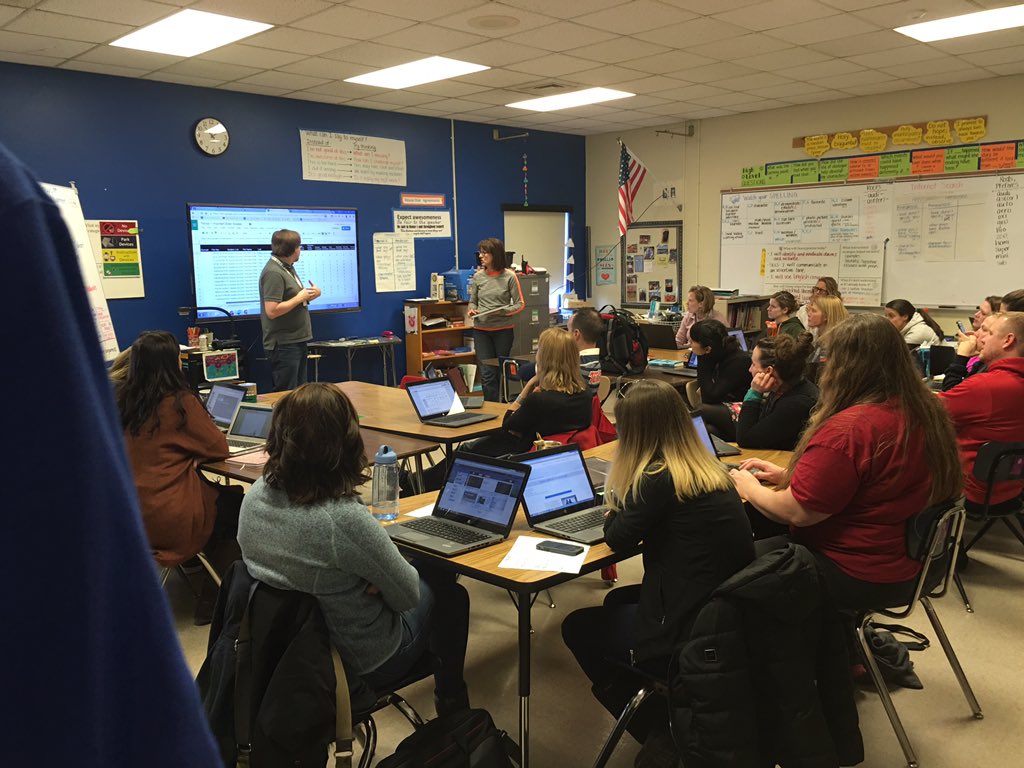 bethclarkeWI's tweet photo. Rich Halverson starts off the MMSD edcampish day with a foundational piece on participatory PD! Engagement high! https://t.co/GpXl83HMJL