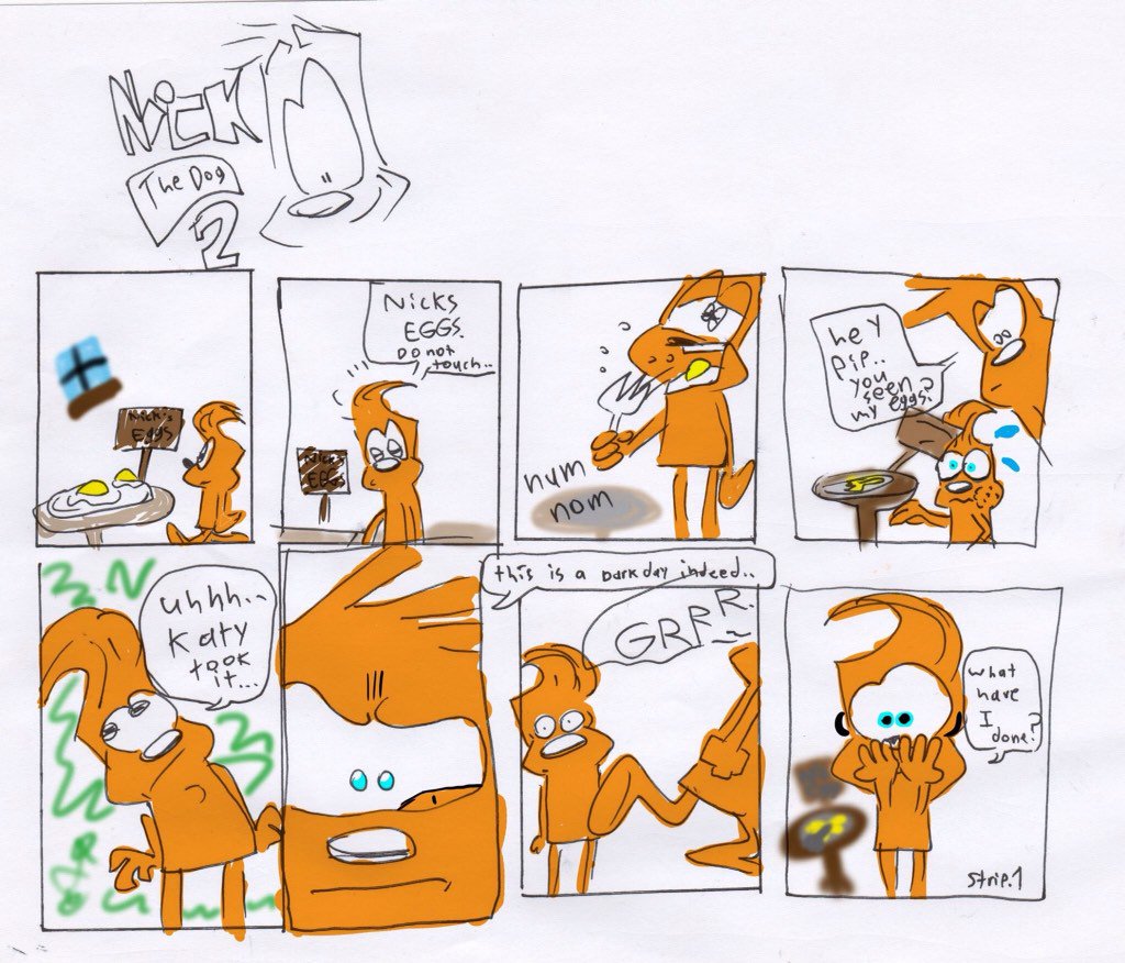 girl_barrie's tweet photo. NEW! Return of "Nick the Dog" the Original Comic strip by my 10 year old! #KidArt #pennpanthers #FutureDisneyArtist https://t.co/4wWvVTvpFC