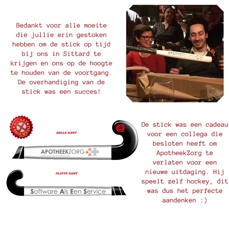Mooi bericht van een fijne klant, dank ApotheekZorg! @eppohockey #hockeystickopmaat #uniekcadeau #hockey