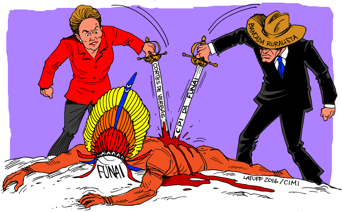 LatuffCartoons's tweet photo. A quem interessa o desmonte da FUNAI, patrocinado por @dilmabr e o Congresso Nacional? Via @ciminacional https://t.co/1oT21UsYJS
