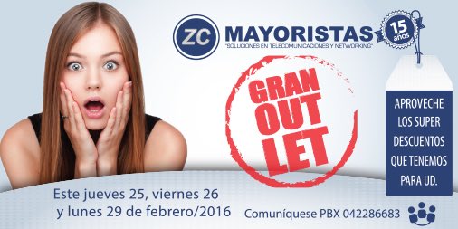 ZCMayoristas's tweet photo. Este jueves 25 y hasta el lunes 29, aprovecha el #GranOutlet que #ZCMayoristas tiene para ti y llévate todo. https://t.co/4TGZfJDJDZ