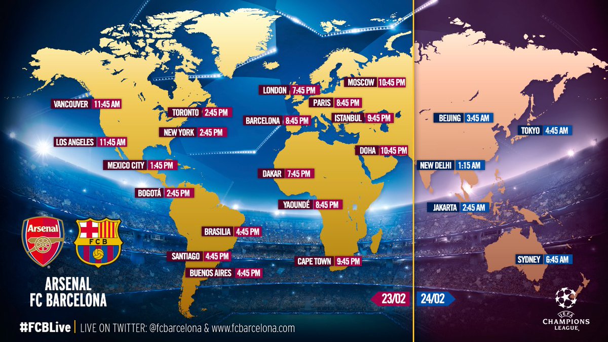 FCBarcelona's tweet photo. #ArsenalFCB When and where to watch @Arsenal v @FCBarcelona       https://t.co/e6QLwgSCLm https://t.co/Ag4LUNXPR2