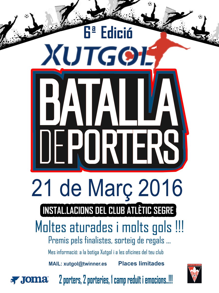 XUTGOL1's tweet photo. Ets porter? No t'ho pensis!!
Inscriu-te a la Batalla de Porters del proper 21 de març!! https://t.co/ZnhcuAN6JQ