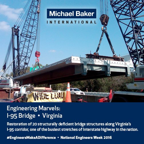 MBakerIntl's tweet photo. The I-95 Bridge restoration is one of Michael Baker’s most significant projects #EngineersMakeADifference https://t.co/w16a9Berc1
