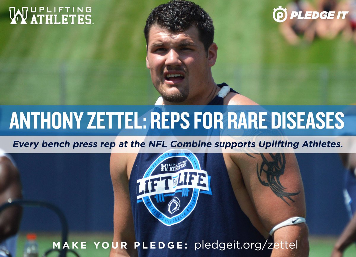 ICYMI: PSU's @Zettel98 is holding a "Reps for Rare Diseases" Pledge Drive @ the #NFLCombine! pledgeit.org/zettel