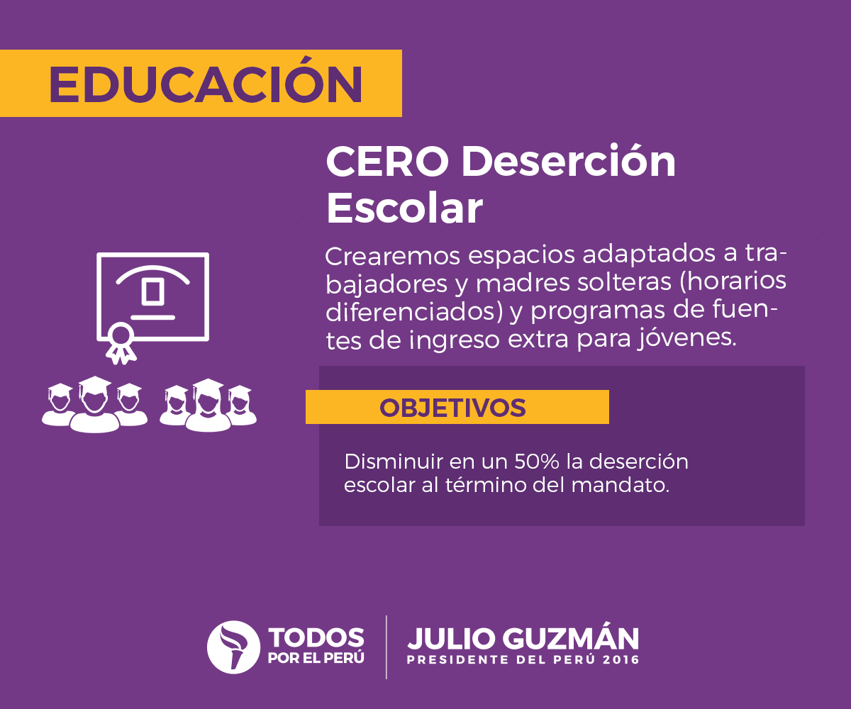 julioguzmanperu's tweet photo. Solo el 65% de adolescentes concluyen la secundaria a tiempo ¡Esto No Va Más! #OlaDePropuestas #LaAntorchaSigueVIva https://t.co/ZLrbKYvQgJ