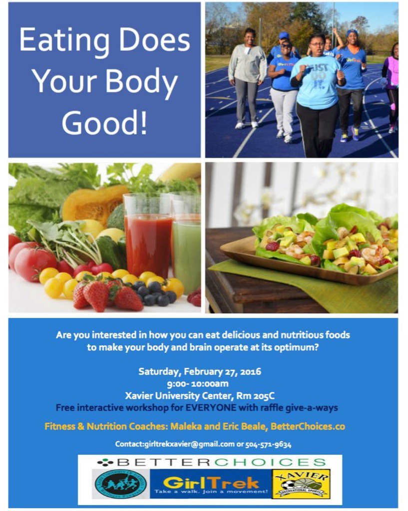 XU_RecSports's tweet photo. Eating right compliments your workout. Come hear about it. https://t.co/t6gDY53DGT