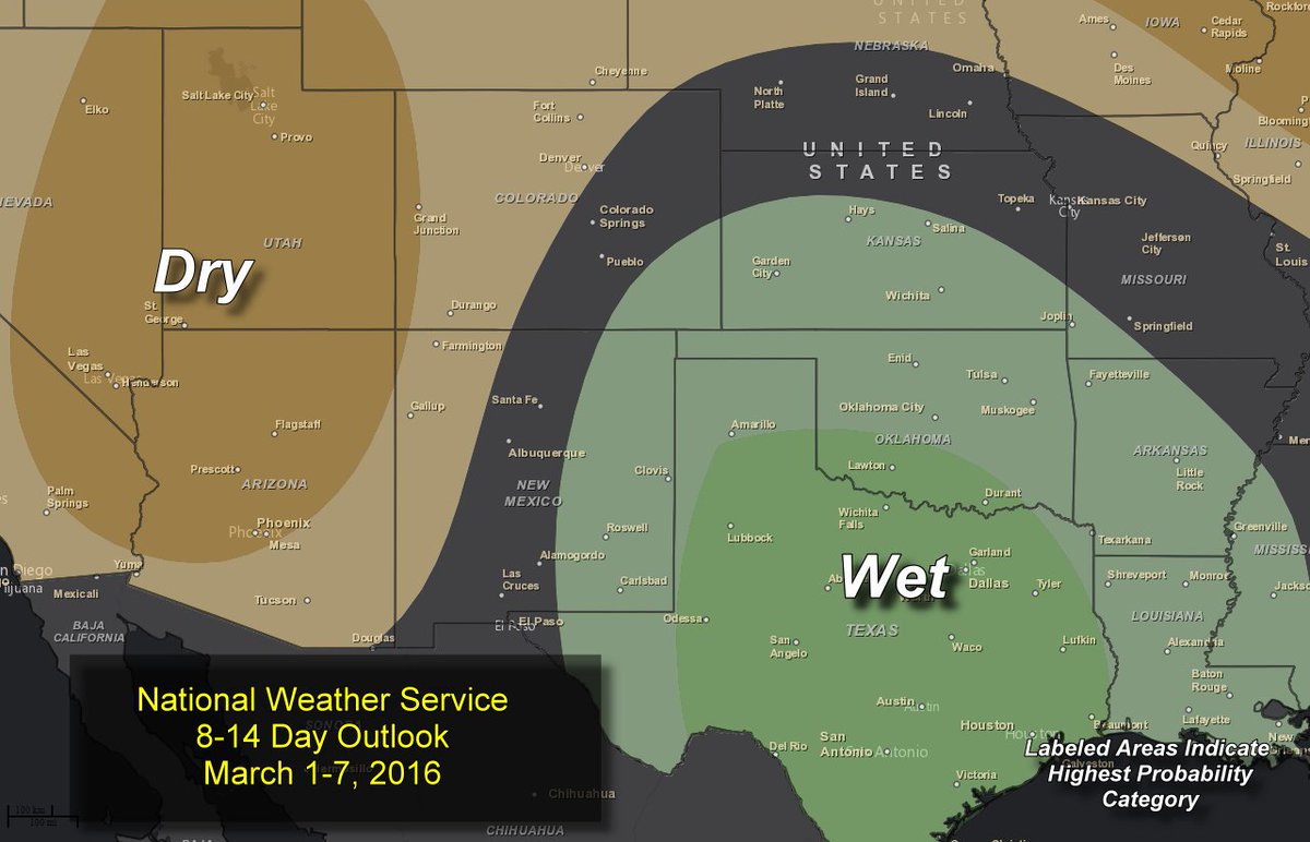 NWSLubbock's tweet image. This wet weather is nice for Texas! May continue first week of March. CPC Precip Outlook. #txwx #lubwx