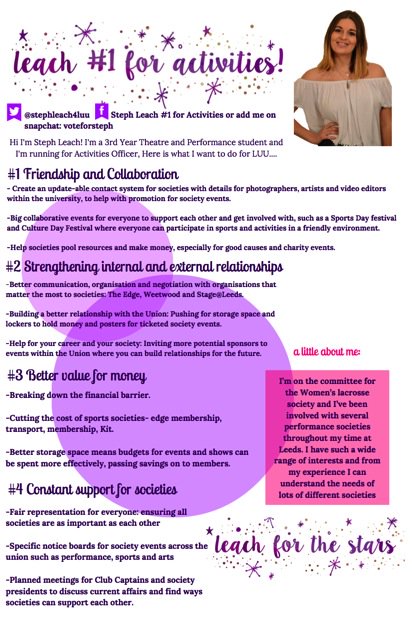 stephleach4luu's tweet photo. Take a look at my manifesto for more information on my policies! #leachforthestars https://t.co/yRozjxbeal