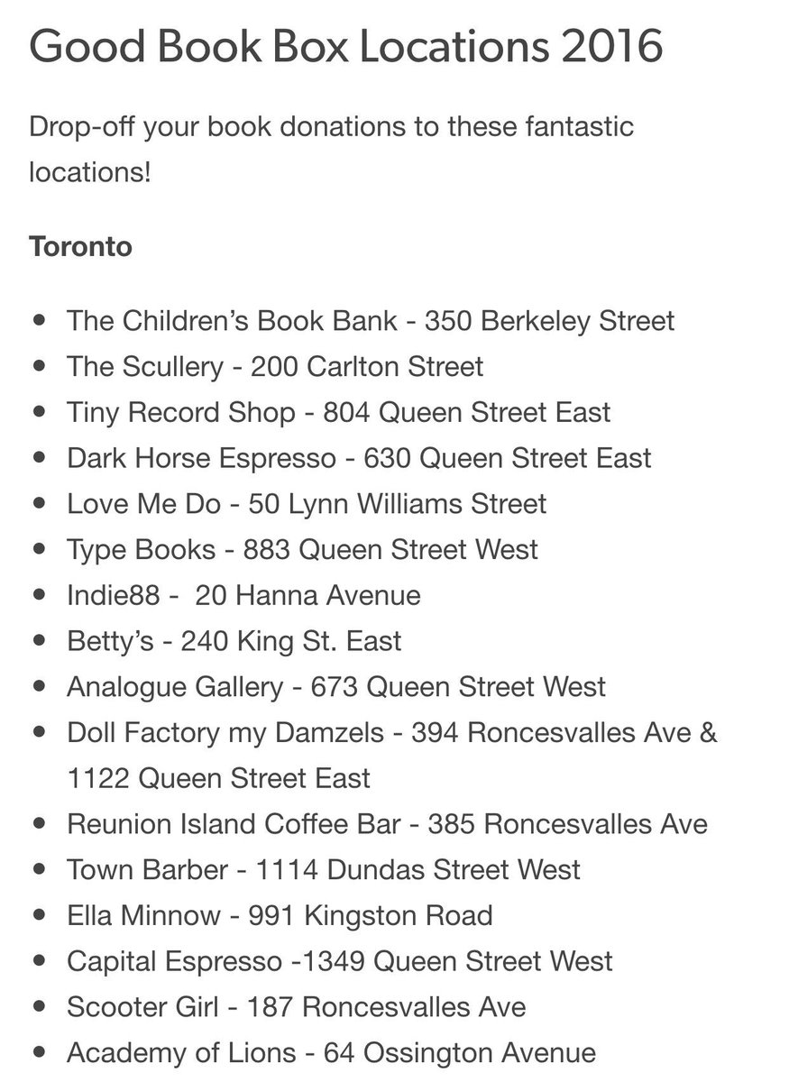 AGoodBookDrive's tweet photo. SIX days left to donate your fav new or gently used children's books!
All books go to @BookBankCanada in #RegentPark https://t.co/C5CP1FS8ce