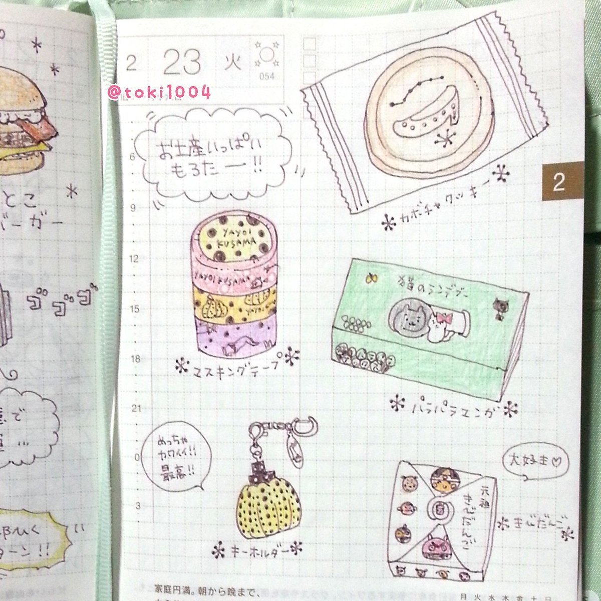 とき Twitter Da お土産 ほぼ日手帳 ほぼ日 手帳 イラストエッセイ コミックエッセイ 絵日記 えにっき 絵 イラスト 日記 草間彌生 直島 マスキングテープ マステ パラパラ漫画 キーホルダー きびだんご 岡山 T Co Adequ1hvjq